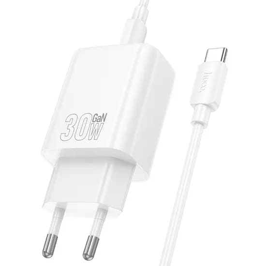 Carregador Hoco N62 30W + Cabo USB-C A USB-C - White