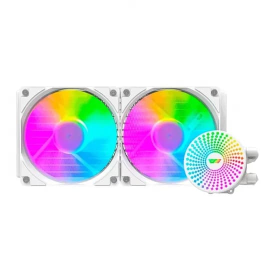 Water Cooler Cpu Aigo Darkflash Radiant DC 240 Liquid, Argb, Branco, 240MM, Intel 115X/ 1200/ 1700/ 2011(V3), AMD AM2+/ AM3+/ AM4/ AM5/ FM2+