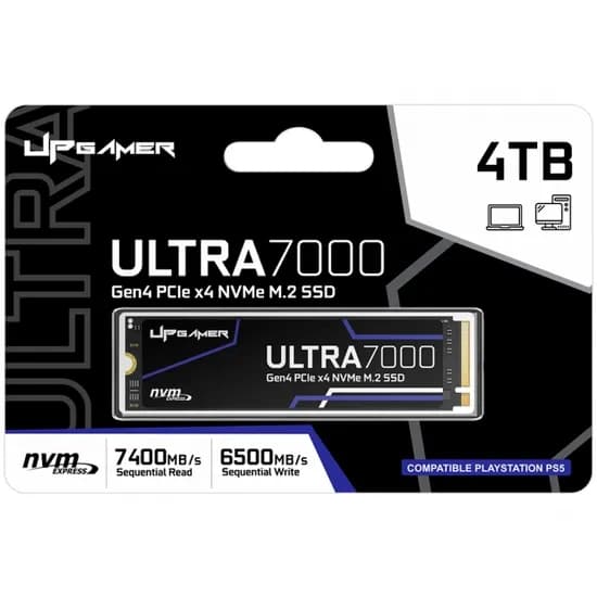 SSD Up Gamer Ultra 7000, GEN4, 4TB, M.2 Nvme, Leitura Até 7200MB/ s, Gravação Até 6500MB/ s, PC/ PS5/ NB, UPULTR7K-4TSD