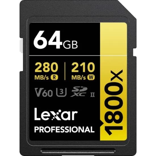 Cartão de Memória Lexar SD 64GB Golden 280MBS V60 U3