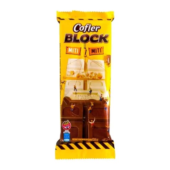 Barra Chocolate Arcor Cofler Block Duo Chocolate Branco e Ao Leite 170G
