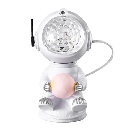 Caixa de Som / Spekear com Luminaria Astronauta Nebula Sentado Projetor com Controle Incluido - Branco
