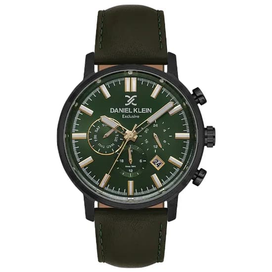 Relogio Analógico Masculino Daniel Klein DK.1.14229-5 Exclusive Gent / Pulseira de Couro - Verde/Preto