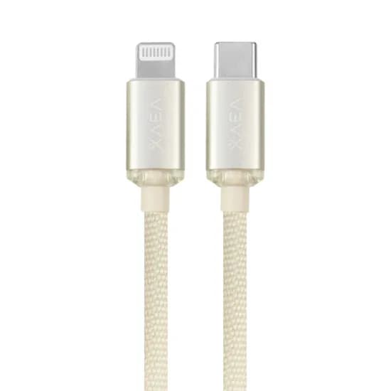 Cabo Xaea Athenea MODX-098 - USB-C/Lightning - 1 Metro - Nylon - Bege