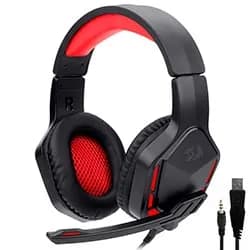 Fone Gamer Redragon H220N Themis 2 / com Fio - Preto / Vermelho