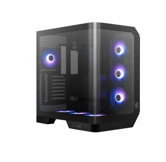 Gabinete Gamer, Aquario, MSI Mag Pano 120R PZ, 306-7G22A14-W57, Mid Tower, Argb, ATX, Frontal e Lateral Vidro Temperado, 4X Fans 120MM Argb, Preto