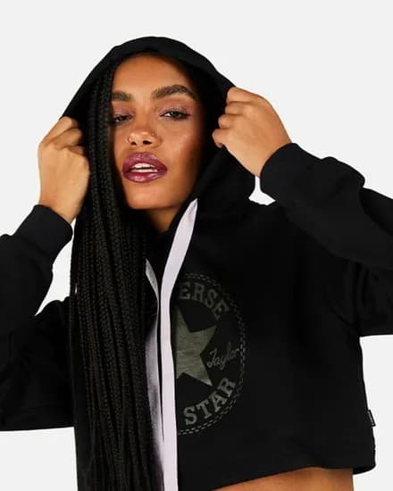 Moleton Converse Jet Black Fem Crop