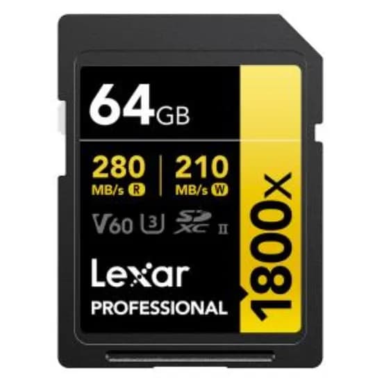 Cartão de Memória Lexar SD 64GB 1800X 280MB/s V60