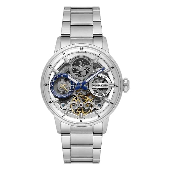 Relogio Analógico Masculino Daniel Klein DK.1.14043-1 Skeleton / Pulseira de Aço Inoxidável - Prata