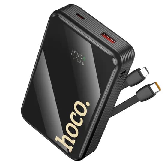 Carregador Portátil Hoco Q37A 20W 20000MAH + Cabo USB-C/Lightning - Black