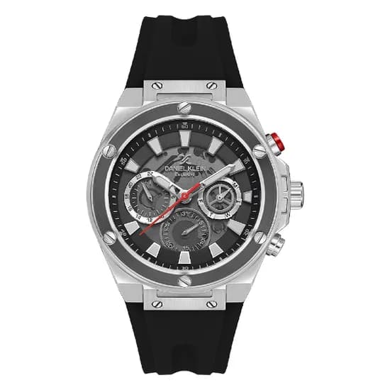 Relogio Analógico Masculino Daniel Klein DK.1.13889-1 Exclusive Gents / Pulseira de Silicone - Preto/Prata